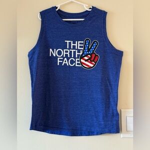 {The North Face}-Size L 14/16-Girls American Flace Peace Sign Tank Top